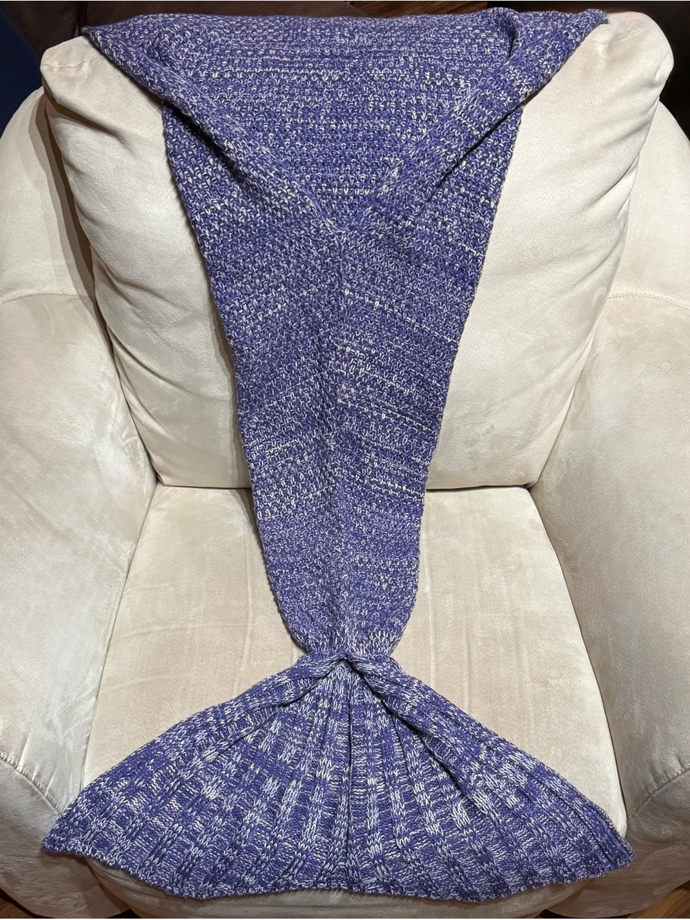 Crochet Mermaid Tail Knit Blanket / Sleeping Bag Throw- Coral Reef Purple